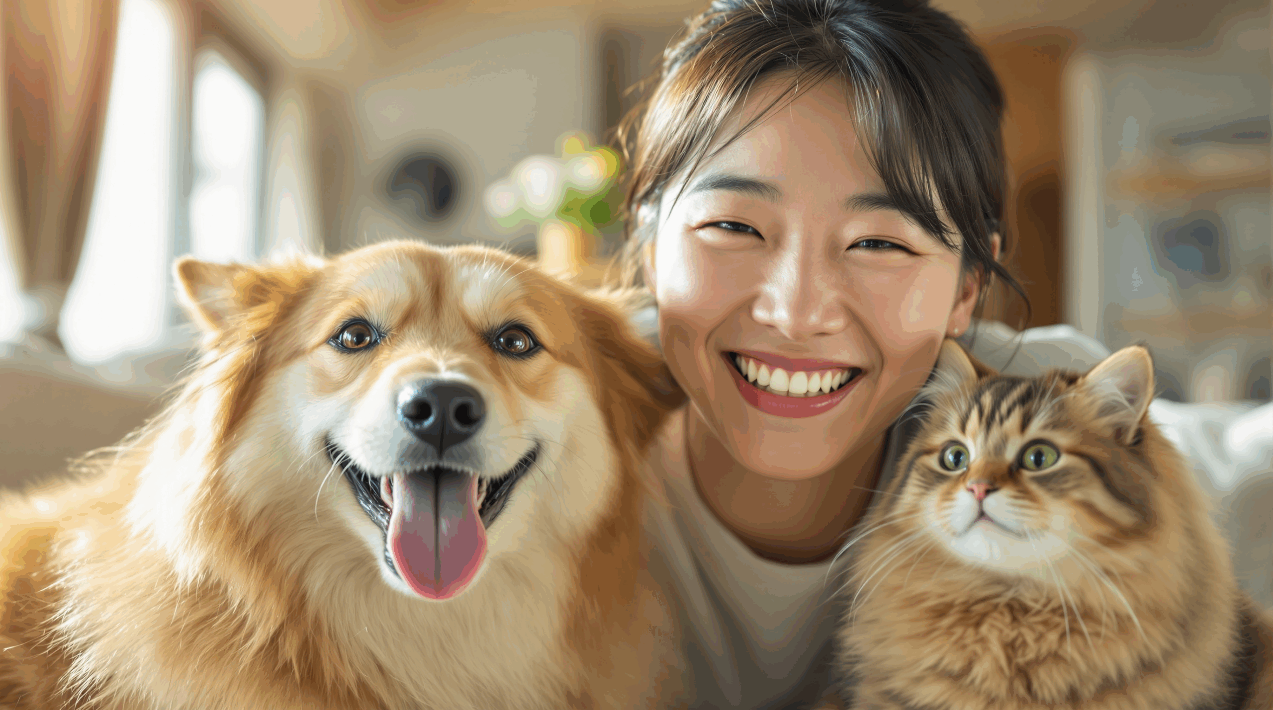 幸せなペットと飼い主